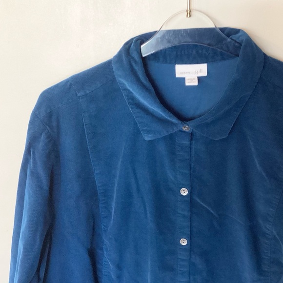 J.Jill Long Sleeve Corduroy Button Up Shirt / Shacket with Pockets - Blue - 3X - Picture 2 of 7